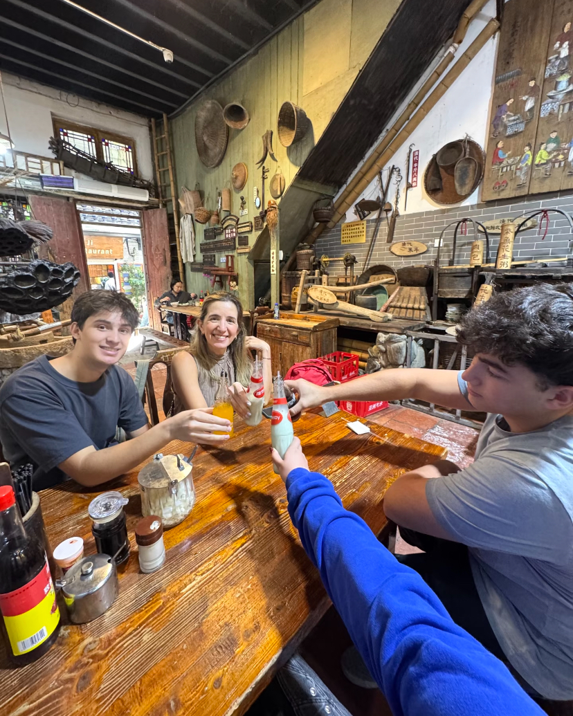 Family dining in a historic Cantonese restaurant